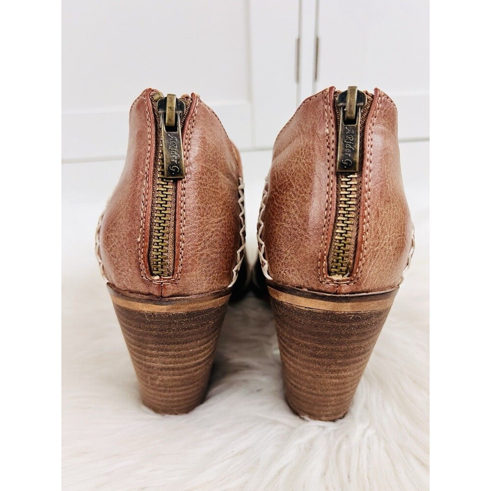 Lot of 2 ARider Girl Brown & Green Oiled Vegan Leather Wooden Ankle Boots Sz 7.5 - Picture 7 of 15